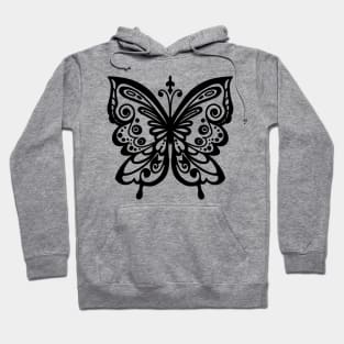 Butterfly, ornament, drawing, print, original picture, black and white, Gothic Hoodie